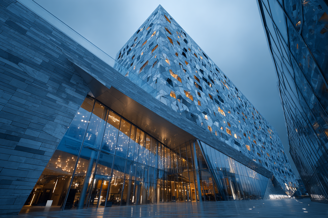 Modern commercial building showcasing integrated project delivery